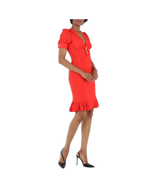 Moschino Red Ladies Teddy Ruffle Dress