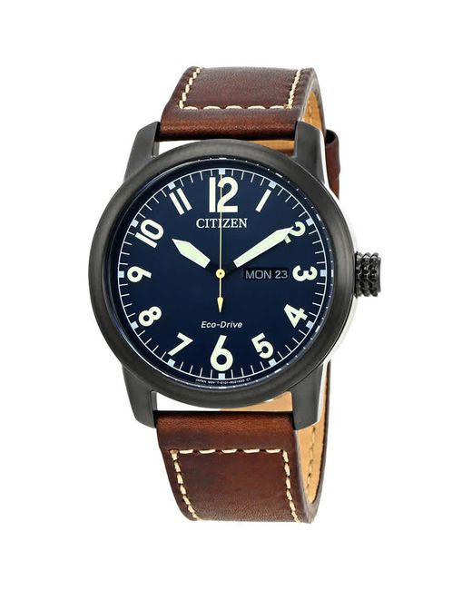 Citizen Multicolor Chandler Eco-drive Dark Blue Dial Brown Leather Watch for men
