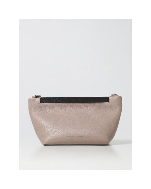 Brunello Cucinelli White Dune Leather Shoulder Bag
