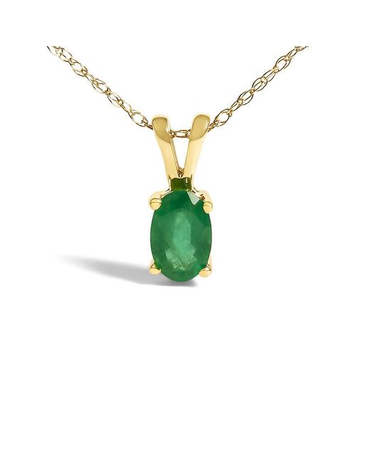 Haus of Brilliance Metallic 14K Oval Emerald Solitaire Pendant Necklace
