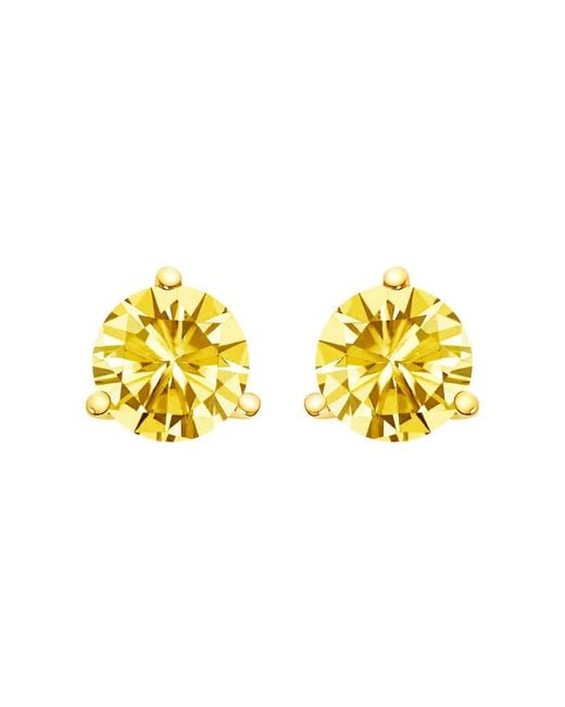 Haus of Brilliance Yellow 14K 3-Prong Martini Set 1.0 Cttw Lab Grown Diamond Solitaire Stud Earrings