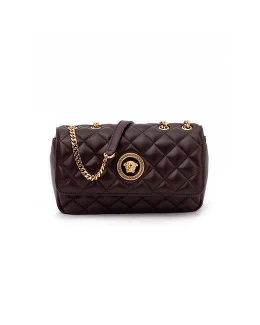 Versace Brown Quilted Lambskin Shoulder Bag