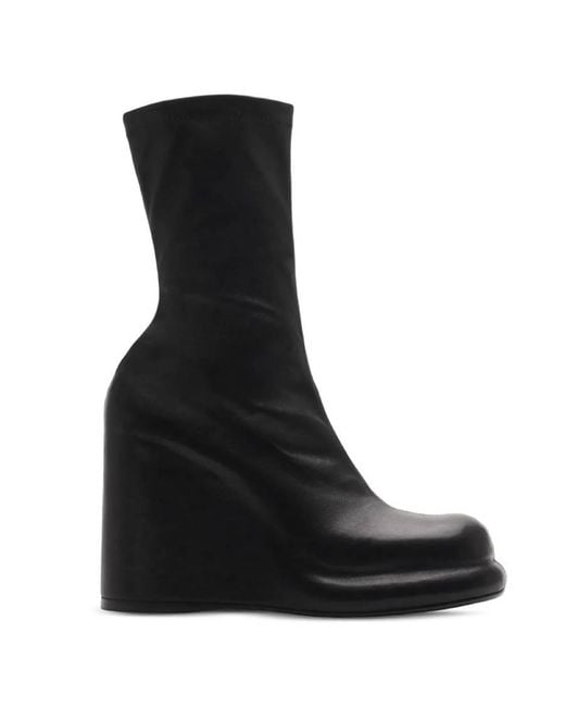 Burberry Black High Wedge Heel Pillar Boots, Brand Size 36 Us