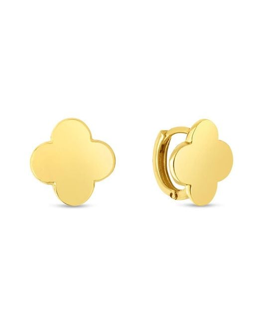 Kylie Harper Metallic Ladies 14K Clover Huggy Hoop Earrings