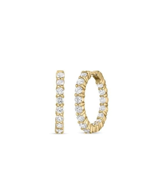 Roberto Coin Metallic 18K Small Inside Outside The Perfect Diamond Hoop Earrings