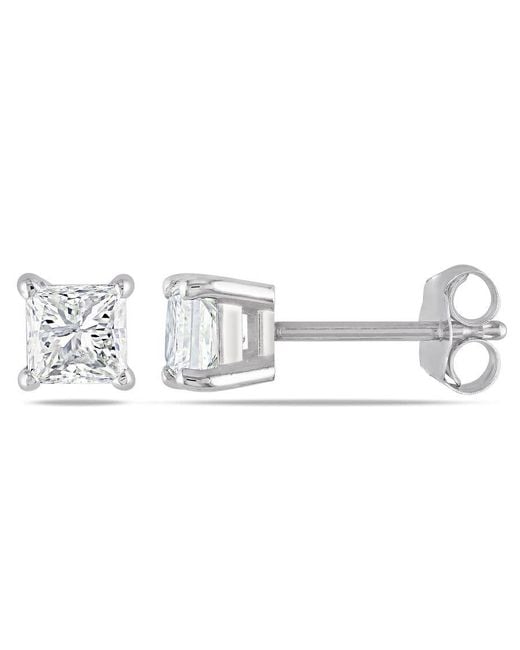 Amour Metallic 3/4 Ct Tw Princess Cut Diamond Stud Earrings