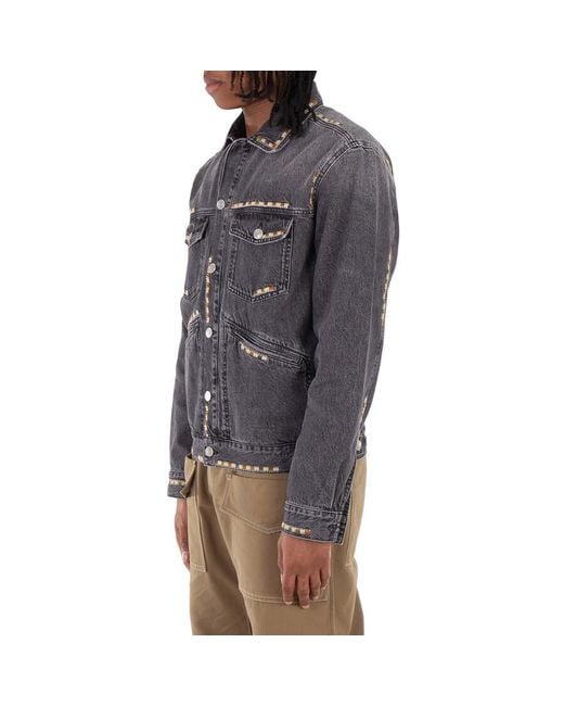 Isabel Marant Blue Faded Jango Embroidered Denim Jacket for men