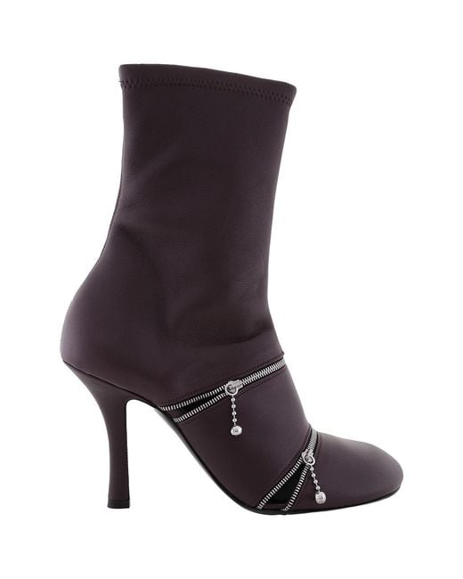 Burberry Brown Peep 100Mm Leather Boots, Brand Size 39 Us
