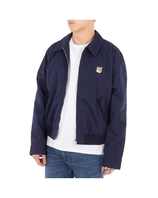 Maison Kitsuné Blue Harrington Fox Head Patch Jacket for men