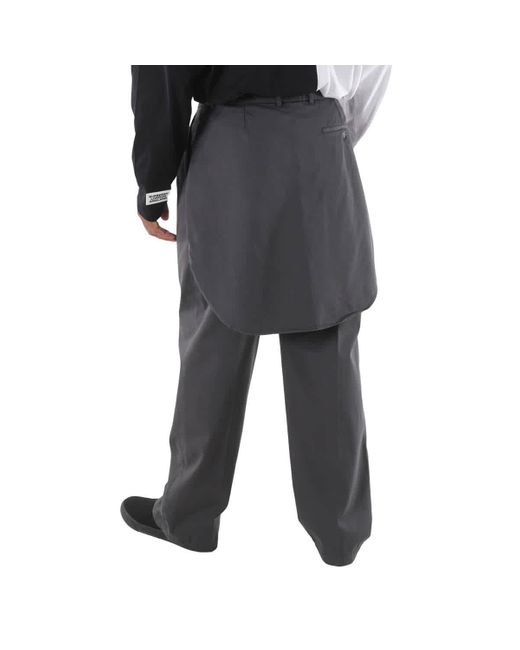 Burberry Black Wool Wide-leg Panel Detail Trousers for men