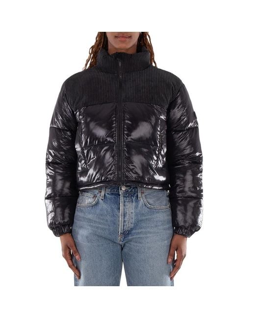 Save The Duck Black Aluna Corduroy Quilted Long Sleeve Jacket, Brand Size 0