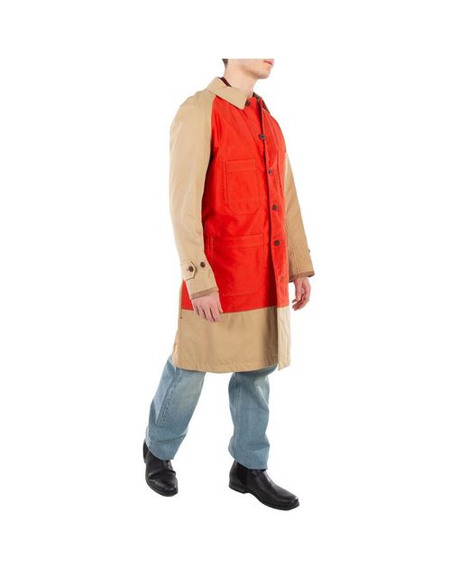 Junya Watanabe Red X Color Block Trench Coat for men