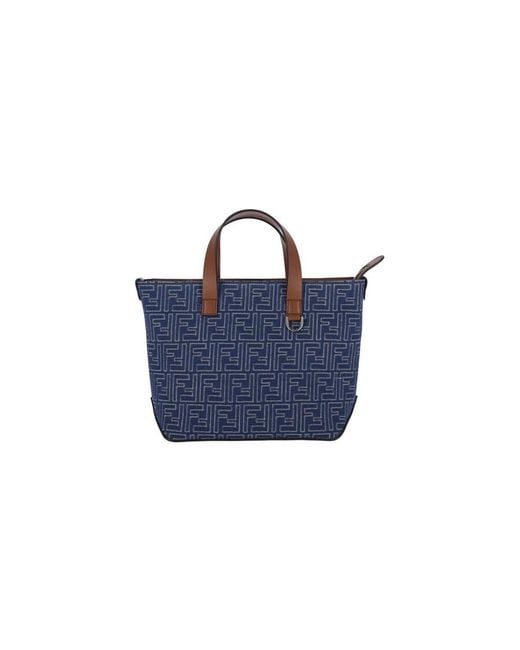 Fendi Blue Small Tote Bora Ff for men