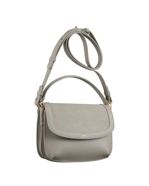 A.P.C. Gray Sarah Mini Leather Shoulder Bag