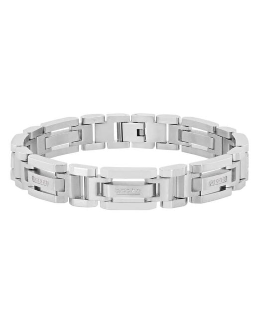 Robert Alton Metallic 1/6Ctw Diamond Stainless Steel H-Link Bracelet for men