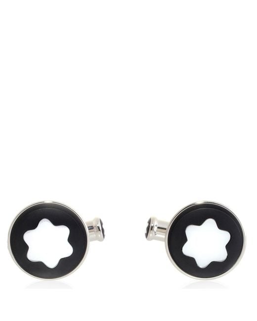 Montblanc Black Round Mother Of Pearl Cufflinks