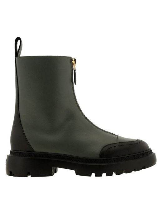 Bally Green Giuli Leather Zipped Ankle Boots, Brand Size 40 Us