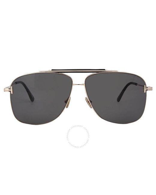 Tom Ford Gray Jaden Smoke Navigator Sunglasses Ft1017 28a 60 for men
