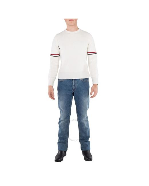 Thom Browne Blue Cotton Stripe Milano Sweater for men