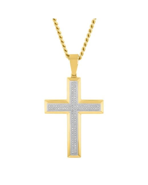 Robert Alton Metallic 1/2Ctw Diamond Stainless Steel With Finish Cross Pendant for men