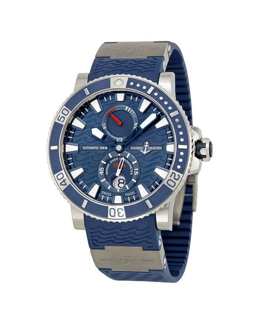 Ulysse Nardin Maxi Marine Diver Titanium Blue Dial Blue Rubber