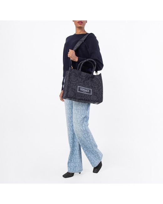Versace Black Barocco Athena Medium Tote Bag