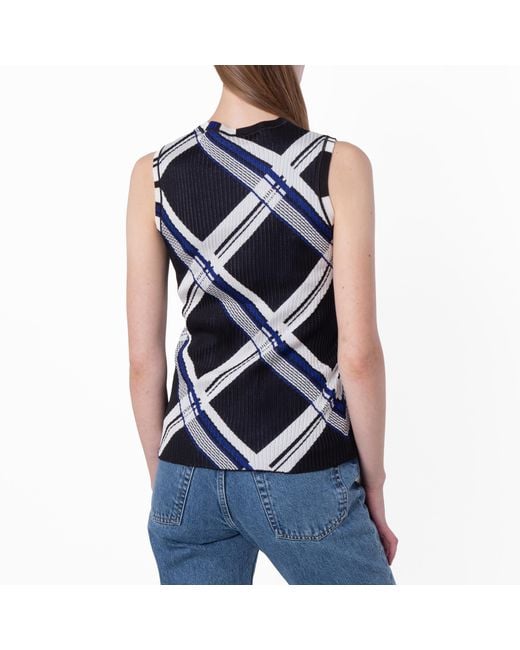 Burberry Blue Check Jacquard Silk Vest