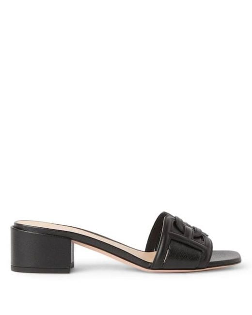 Bally Black Peoni B Chain Detail Leather Sandals, Brand Size 38 Us