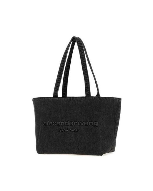 Alexander Wang Black Slate Denim Punch Shopping Bag Greyaged Borse A Mano