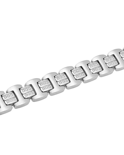 Robert Alton Metallic 1Ctw Diamond Stainless Steel Link Bracelet for men