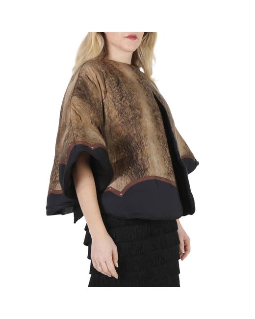 Burberry Brown Carrie Animal-print Silk Capelet