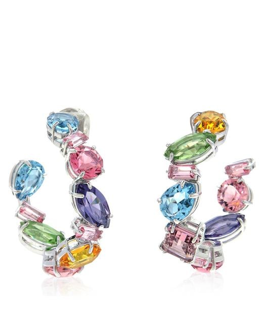 Swarovski Metallic Gema Asymmetrical Mini Hoop Earrings