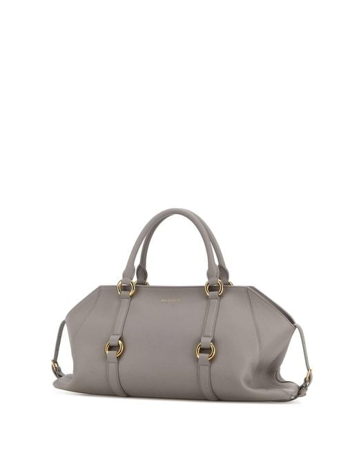 McQueen Gray Leather Medium Farringdon Handbag for men