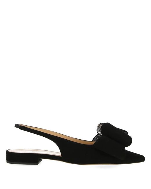 Mach & Mach Black Ladies Bow Detail Slingbacks