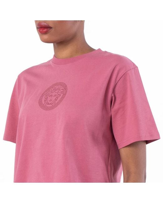 Versace Pink Medusa Cotton Crop T-Shirt, Brand Size 42 Us