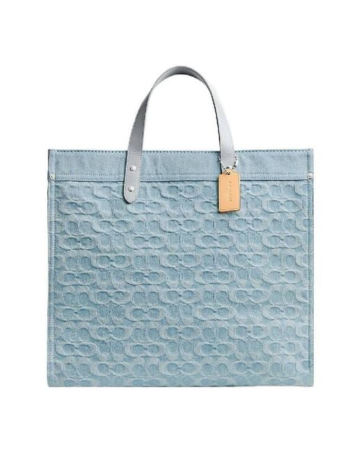 COACH Blue Signature Denim Tote Bag for men