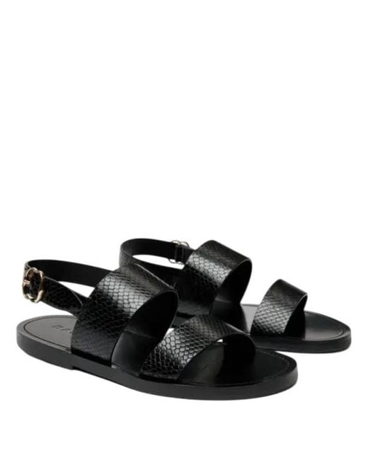 Bally Black Python-Printed Leather Sandals, Brand Size 35 Us