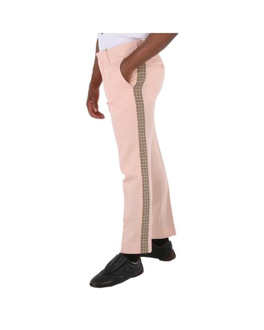 Burberry Pink Check Side Stripe Trousers for men