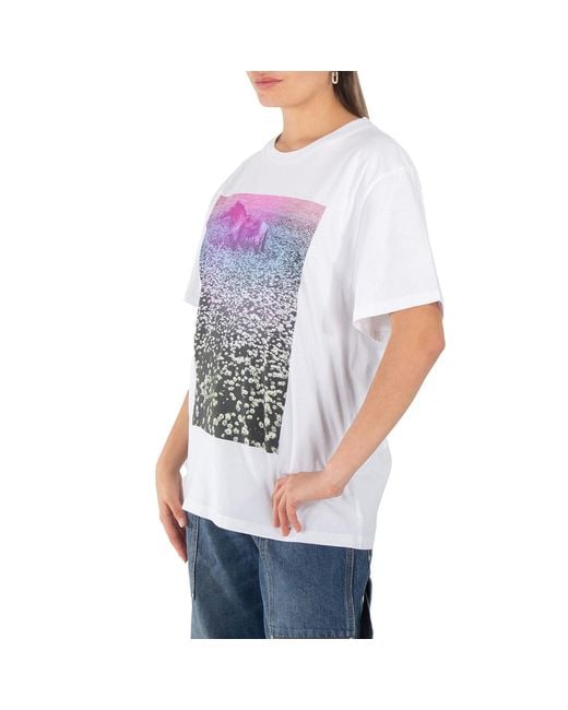 Stella McCartney Blue Lucky Spot Daisy Field Cotton T-Shirt