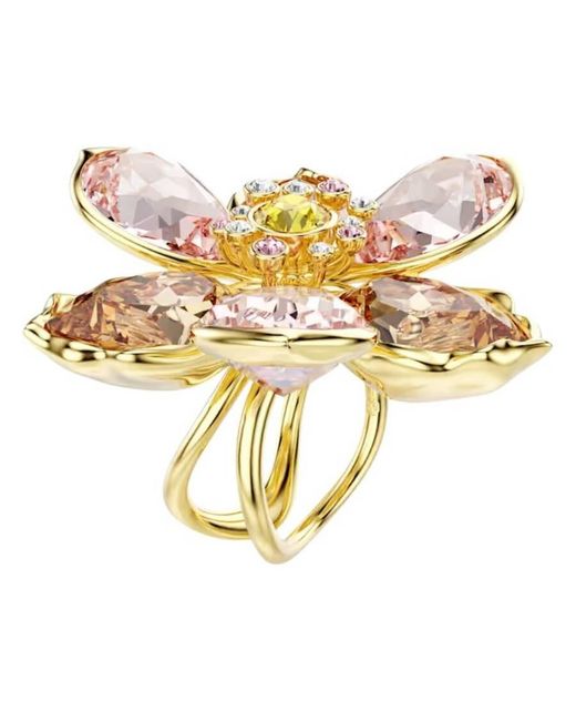 Swarovski Metallic Idyllia Flower Motif-Tone Plated Ring, Size 60