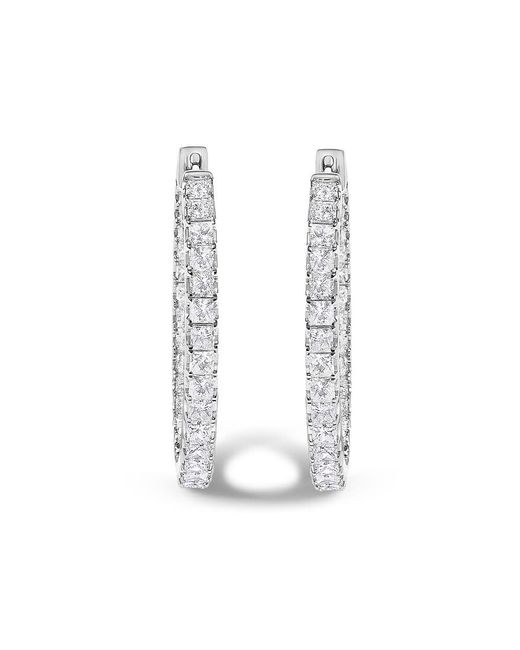 Haus of Brilliance Metallic 14K 3.00 Cttw Princess Diamond Inside Out Elongated Hoop Earrings