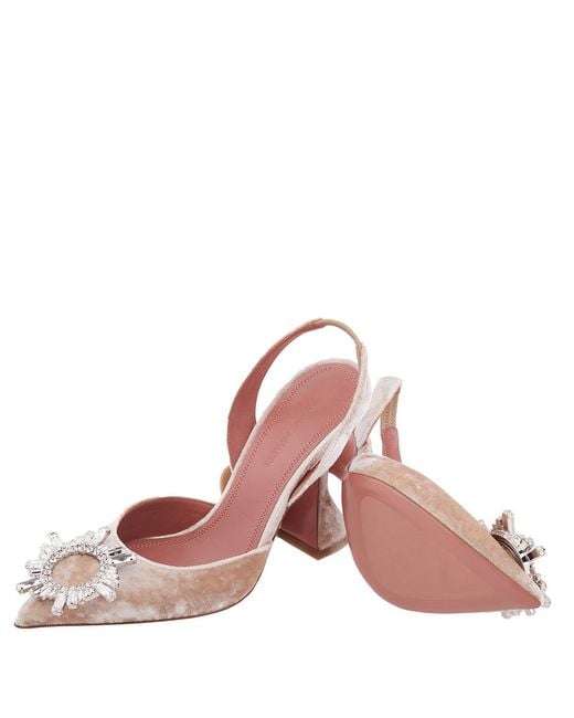 AMINA MUADDI Pink Begum Velvet Slingback Pumps, Brand Size 35 Us