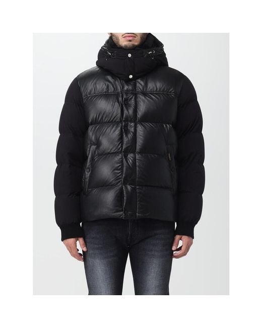 Moorer Black Leather Puffer Jacket for men