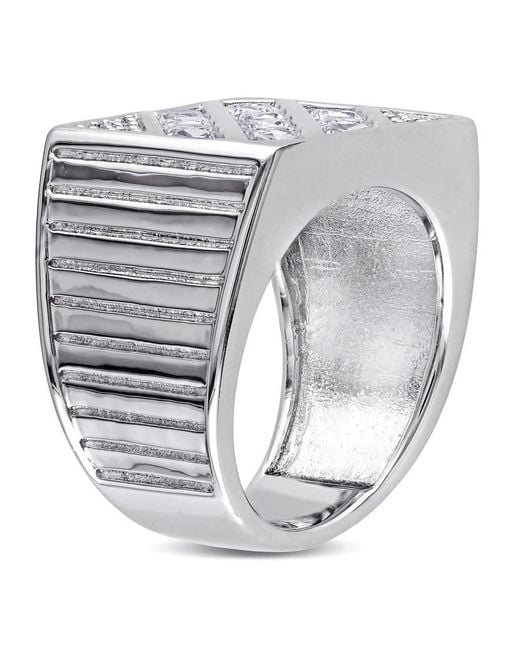 Amour Metallic Created Sapphire Square Ring for men