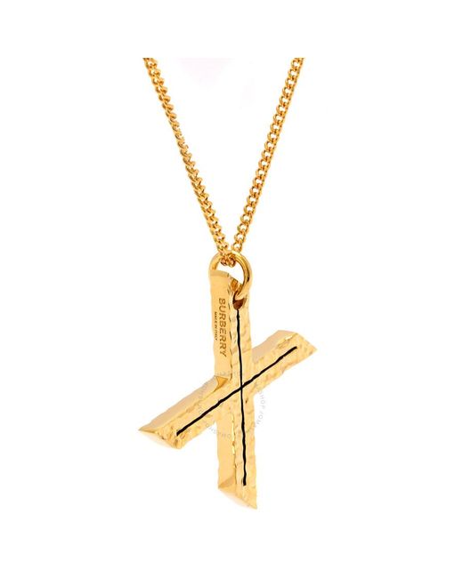 Burberry Metallic Light Gold Alphabet X Charm Gold-plated Necklace