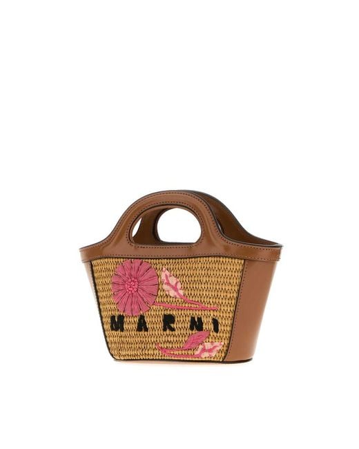 Marni Brown Caramel Raffia Handbag