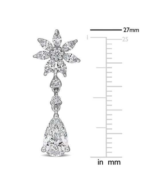 Created Forever White 2 7/8Ct Tw Lab-Grown Diamond Flower Drop Earrings