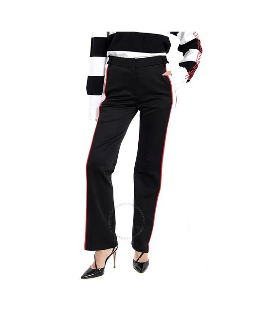 Burberry Black Mesh Striped Jersey Tailored Trousers
