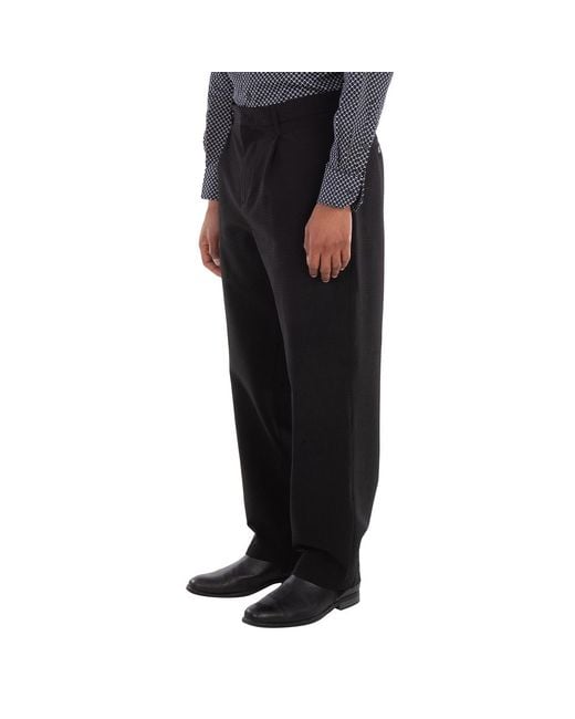 Emporio Armani Black Seersucker Pleated-Waist Chinos Pants for men