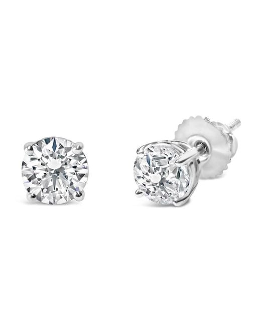 Haus of Brilliance Metallic Sterling 1.0 Cttw Round Cut Lab Grown Diamond 4-Prong Classic Solitaire Stud Earrings